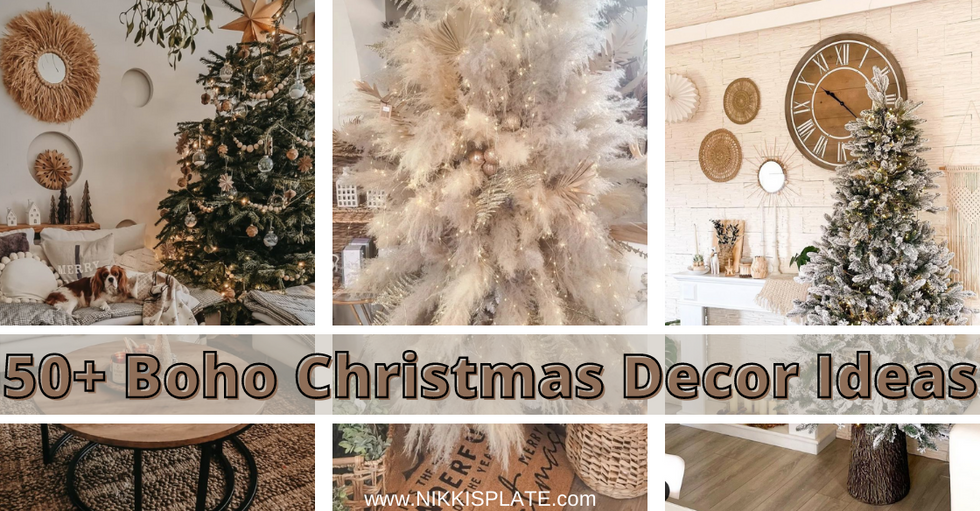 Boho Christmas Decor Ideas; here is a list of over 50 boho Christmas decorations, boho ornaments and boho Christmas designs!