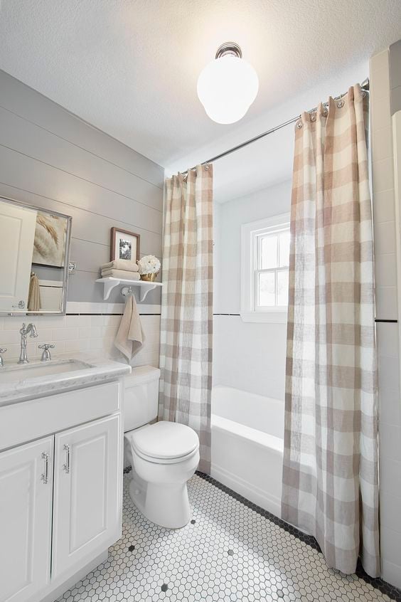 Farmhouse Shower Curtain Ideas; Farmhouse shower curtains are a great way to bring country life into your bathroom. Here are Farmhouse style shower curtains for your own bathroom!