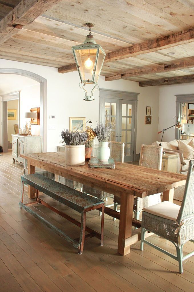 Tips to Design a Beautiful Dining Room Around a Farmhouse Table; Here are some helpful tricks to use when designing your rustic farmhouse dining room!