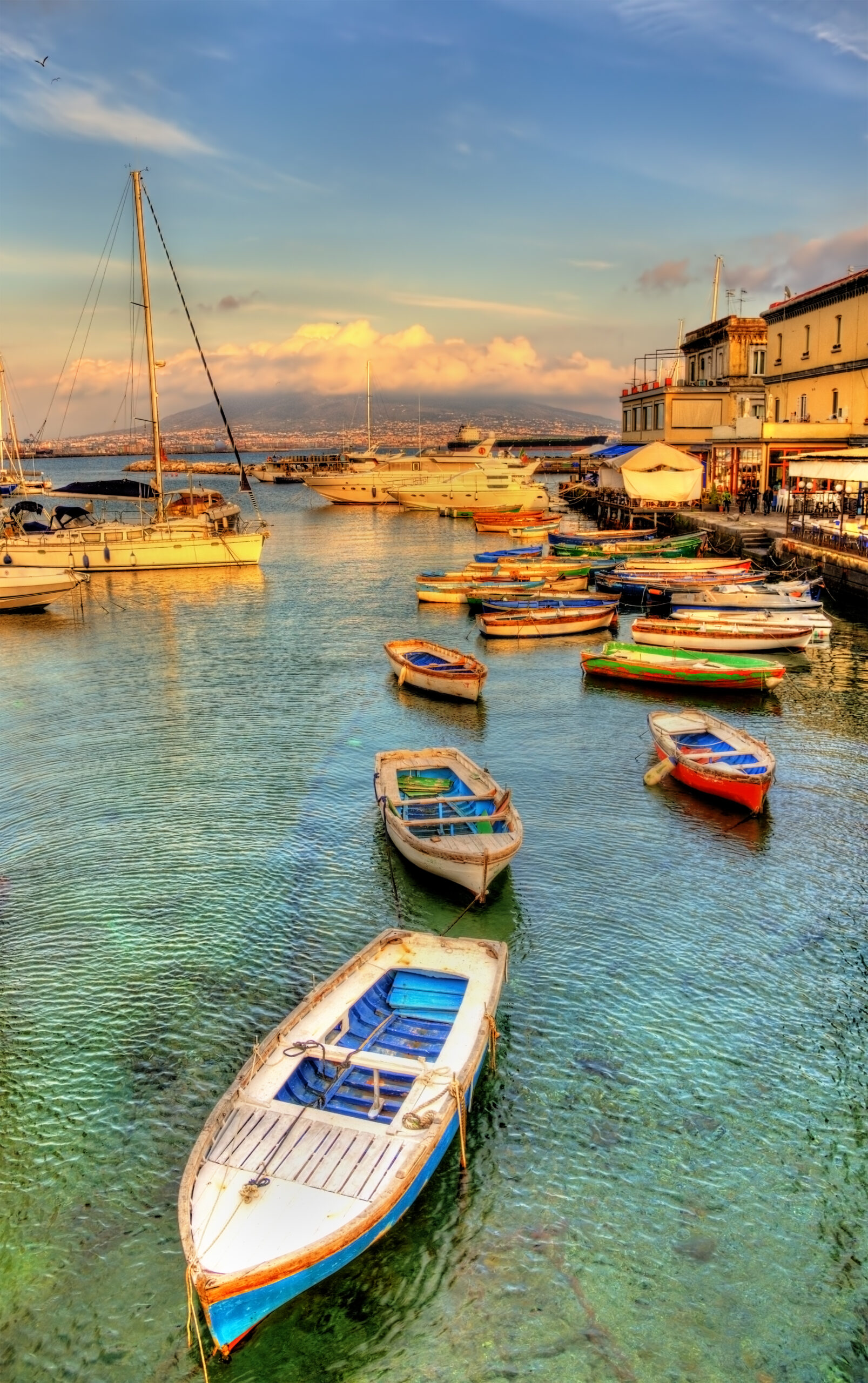 Boats in the harbor of Santa Lucia - Naples, Italy - Naples: The Birthplace of Pizza; 