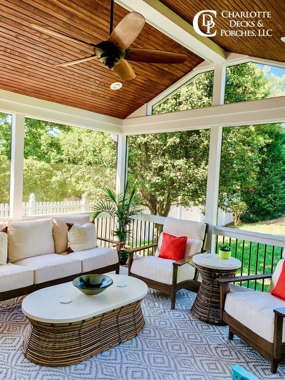 Screen Porch Ideas On A Budget; A screen porch provides a place to cool off in the shade during the heat of the summer. These inexpensive screen porch ideas on a budget will help you transform your deck into a cool spot where you can relax.