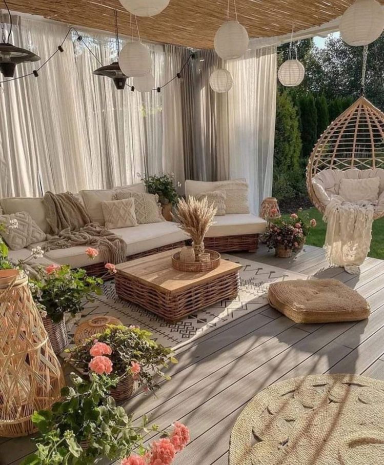 Boho Patio Furniture Ideas; The boho patio furniture ideas in this post include eclectic patio chairs, wall decor with rustic appeal, and even boho metal planters for your garden!