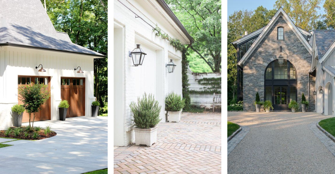 Beautiful Driveway Ideas; whether you want to use concrete, pavers, or gravel on your driveways, here are some driveway options and designs to choose from!