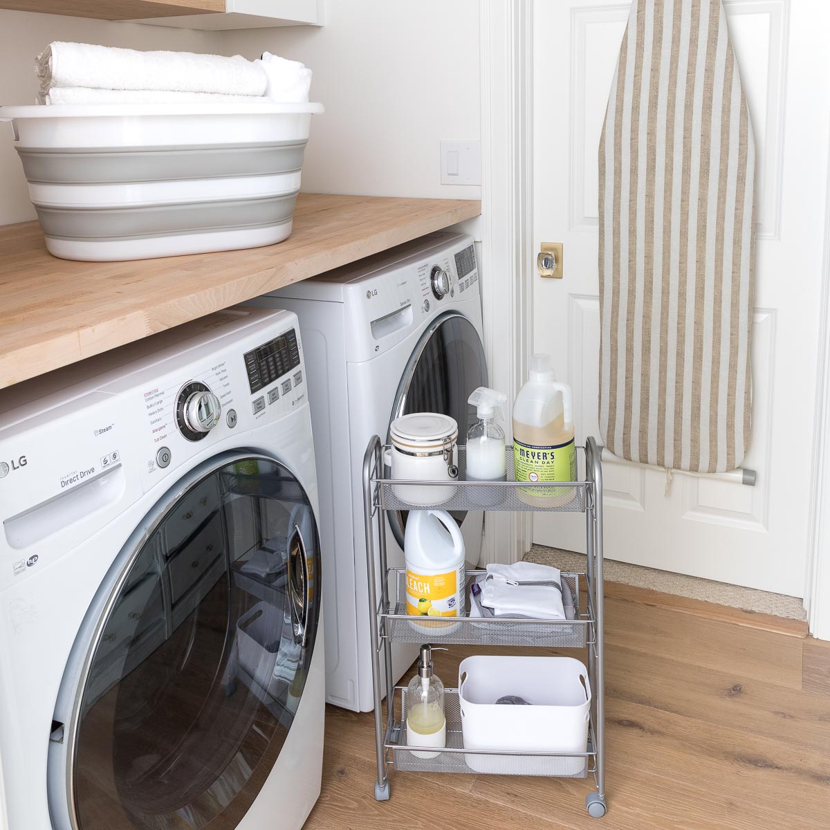 thumbnail interactive-video image 1 of Laundry 360 Wall Mount Iron & Ironing Board Organizer - Space Saving Laundry Room Storage, White 1 of 10