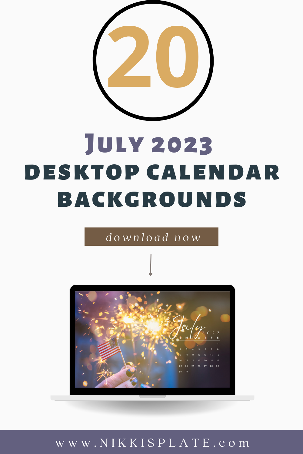 July 2023 desktop calendar backgrounds;  Here are your free July backgrounds for computers and laptops. Tech freebies for this month!