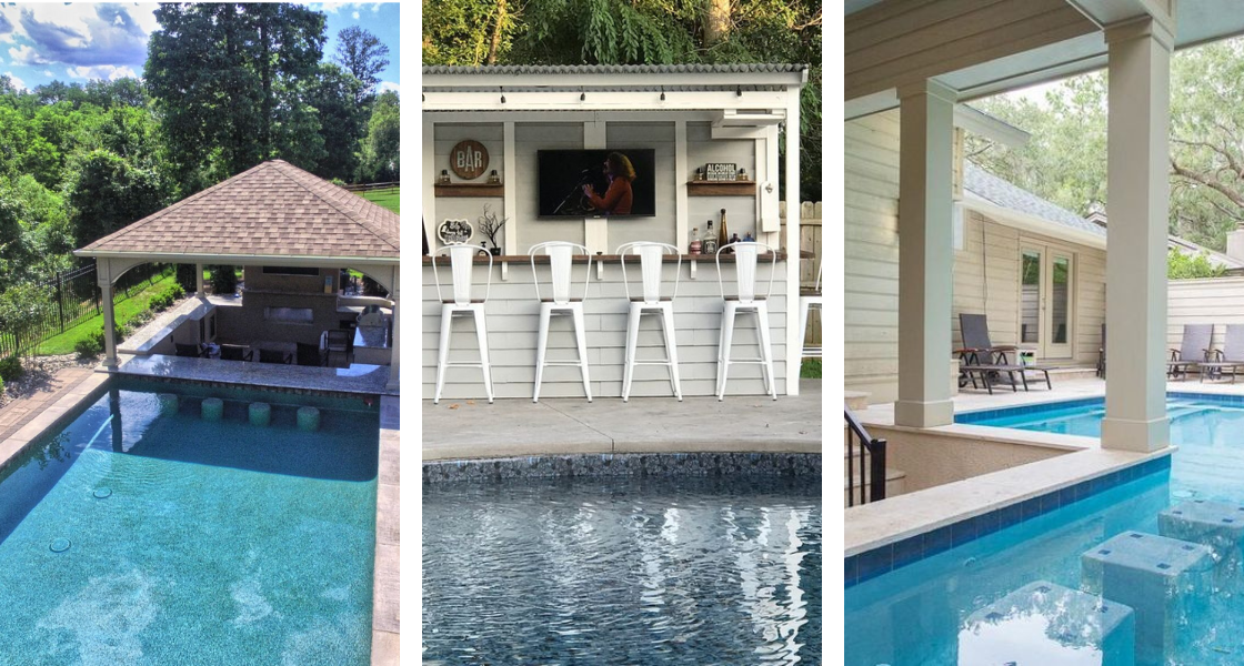 40+ Pool Bar Ideas Your Backyard NEEDS! Here are backyard pool bar ideas for your next pool renovation. Swim-up bars that will impress all your guests!