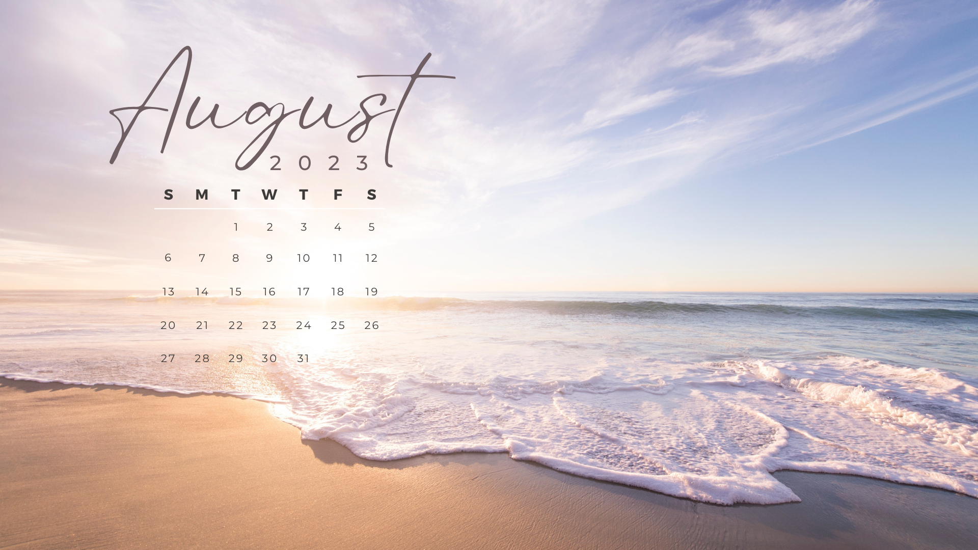 August 2023 desktop calendar backgrounds;  Here are your free August backgrounds for computers and laptops. Tech freebies for this month!