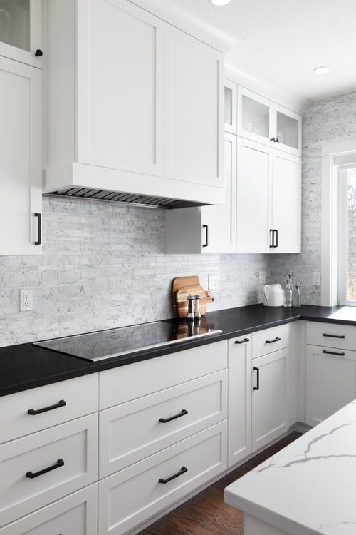 White Cabinets Black Countertops Kitchen Ideas - 