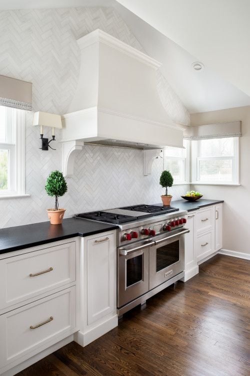 White Cabinets Black Countertops Kitchen Ideas -