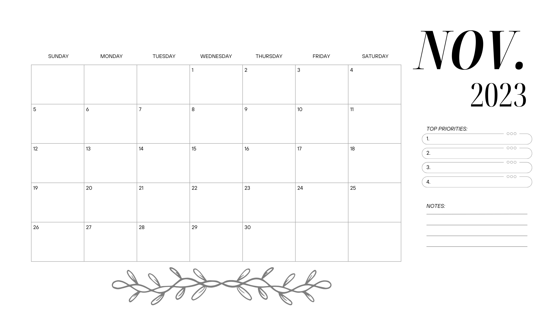 Looking for a free printable November 2023 calendar? Stay organized and plan your month with ease using my downloadable month November cute calendars. Sunday start blank November calendars and planners! Use as work or school calendars.