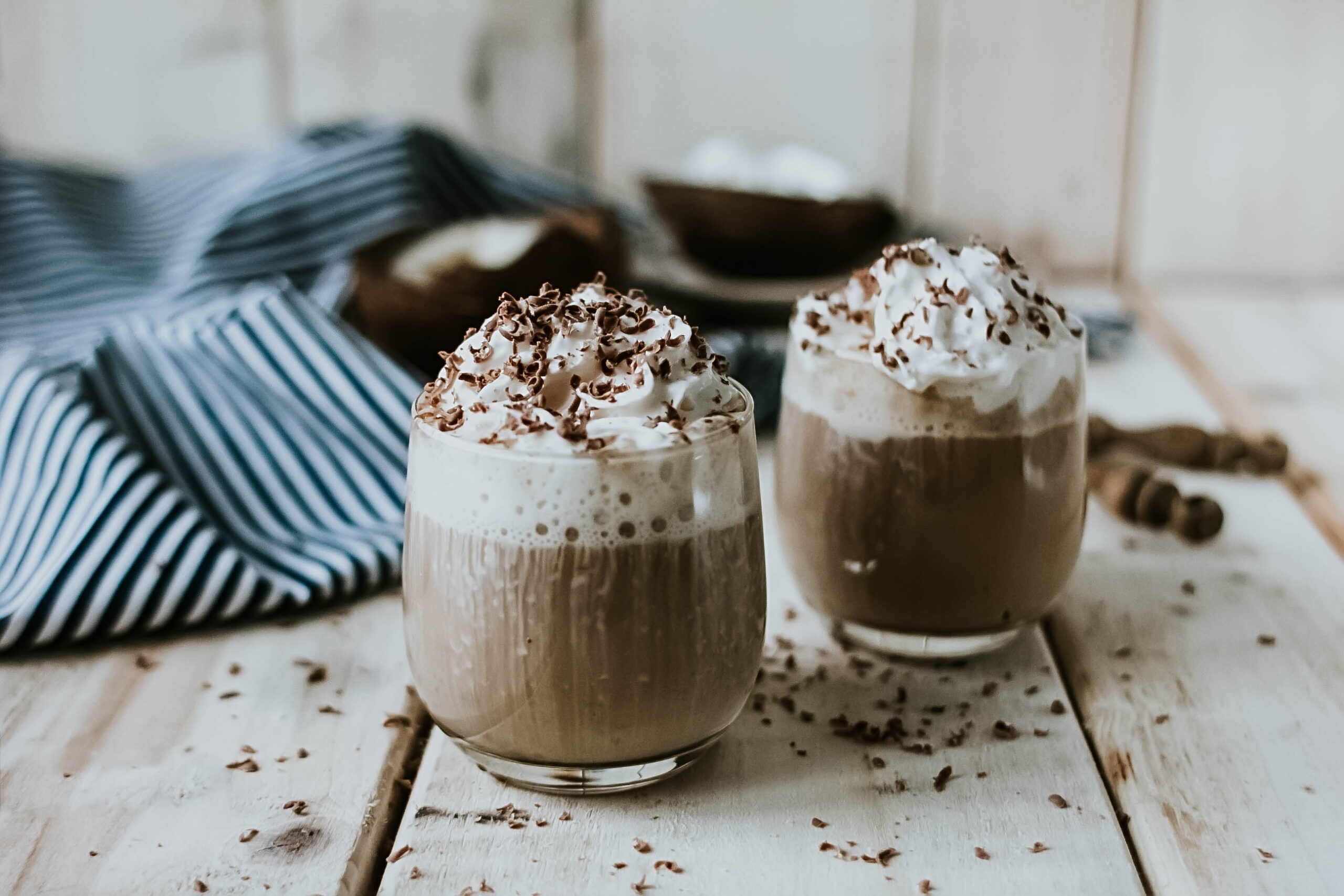 This Chocolate Coconut Milk Latte Recipe is the perfect caffeine fix for chocolate lovers who want a dairy-free and gluten free option! Vegan yet creamy and delicious! Better than Starbucks!