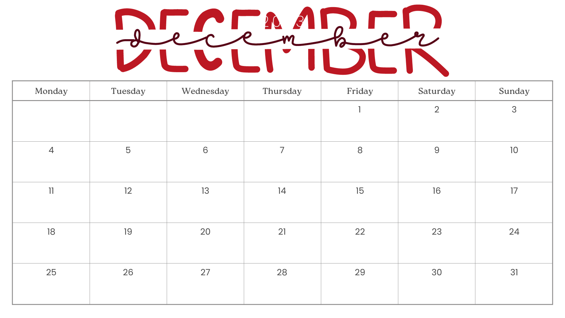 Looking for a free printable December 2023 calendar? Stay organized and plan your month with ease using my downloadable month December cute calendars. Sunday start blank December calendars and planners! Use as work or school calendars.