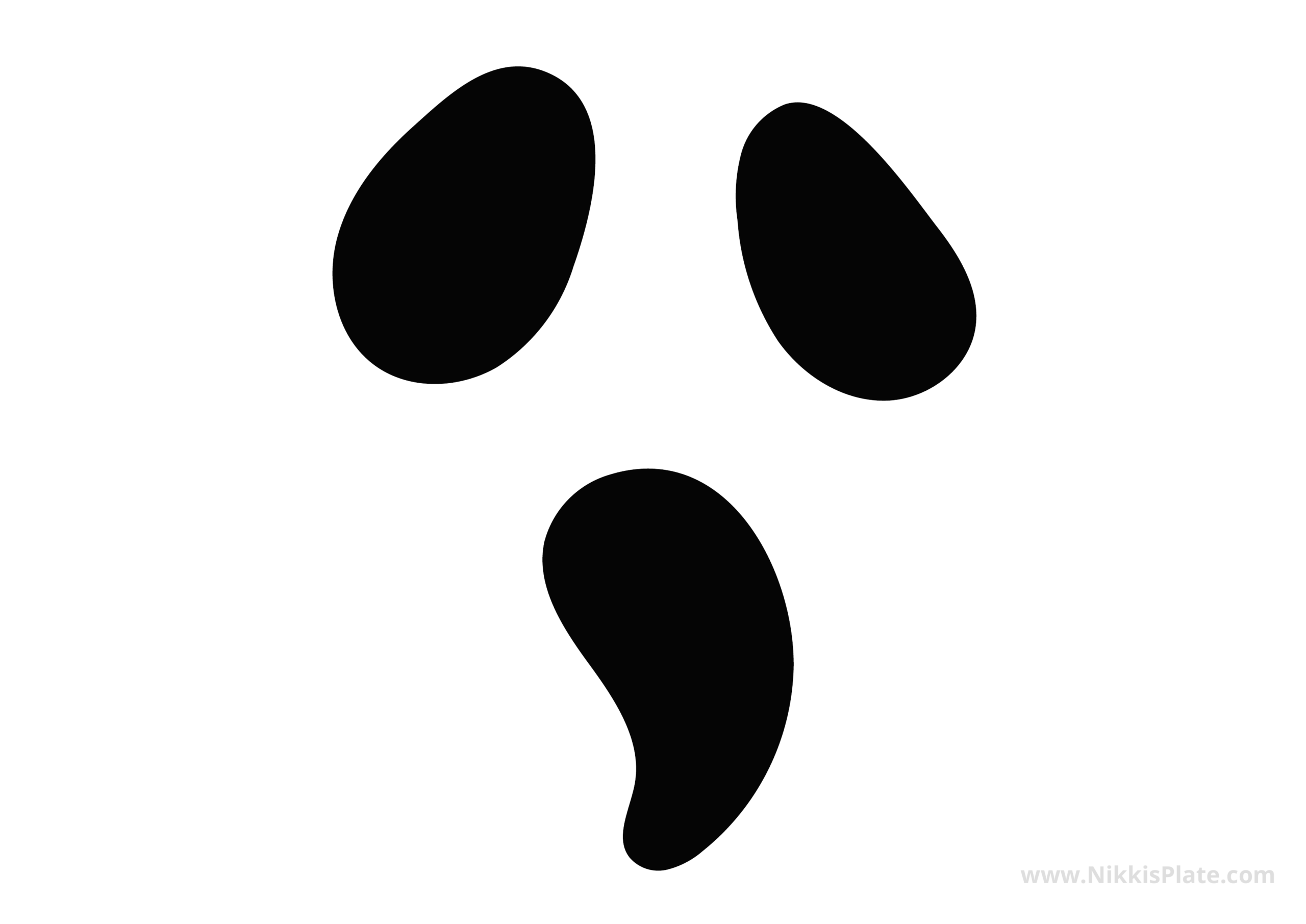 Simple ghost face pumpkin carving stencil with oval eyes and a spooky open mouth