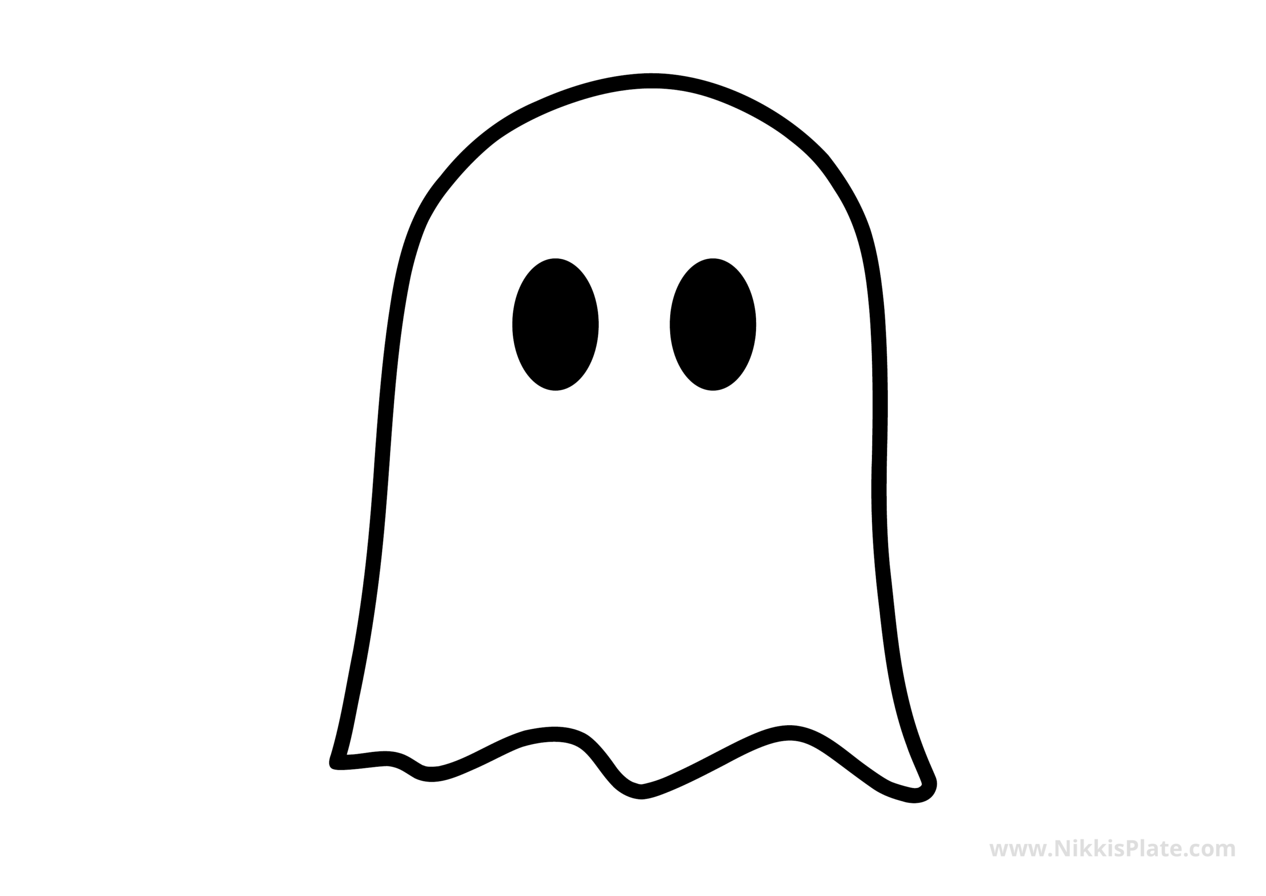 Simple ghost pumpkin carving stencil with two oval eyes and a wavy bottom