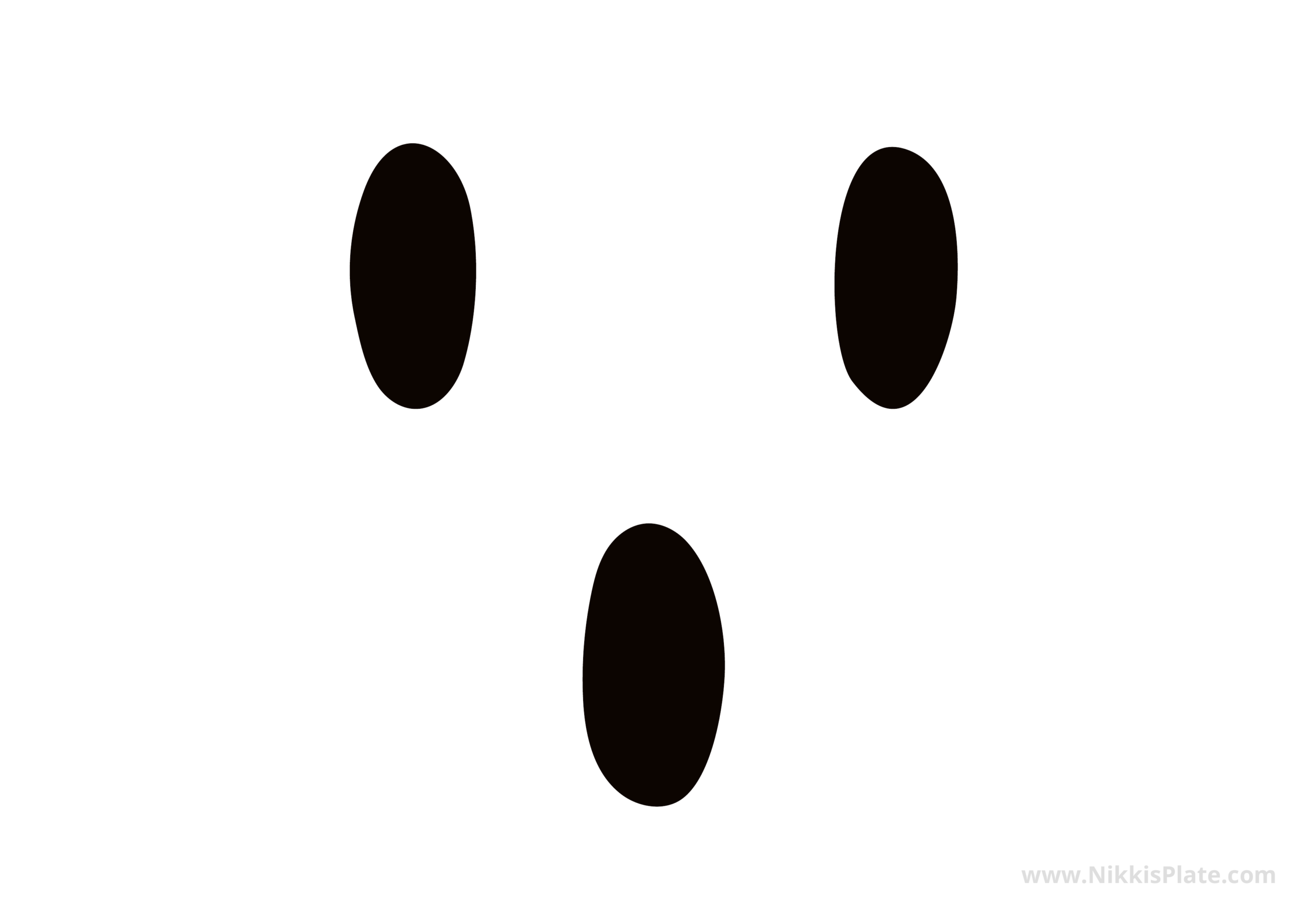 Easy ghost face pumpkin carving stencil with oval eyes and a small open mouth