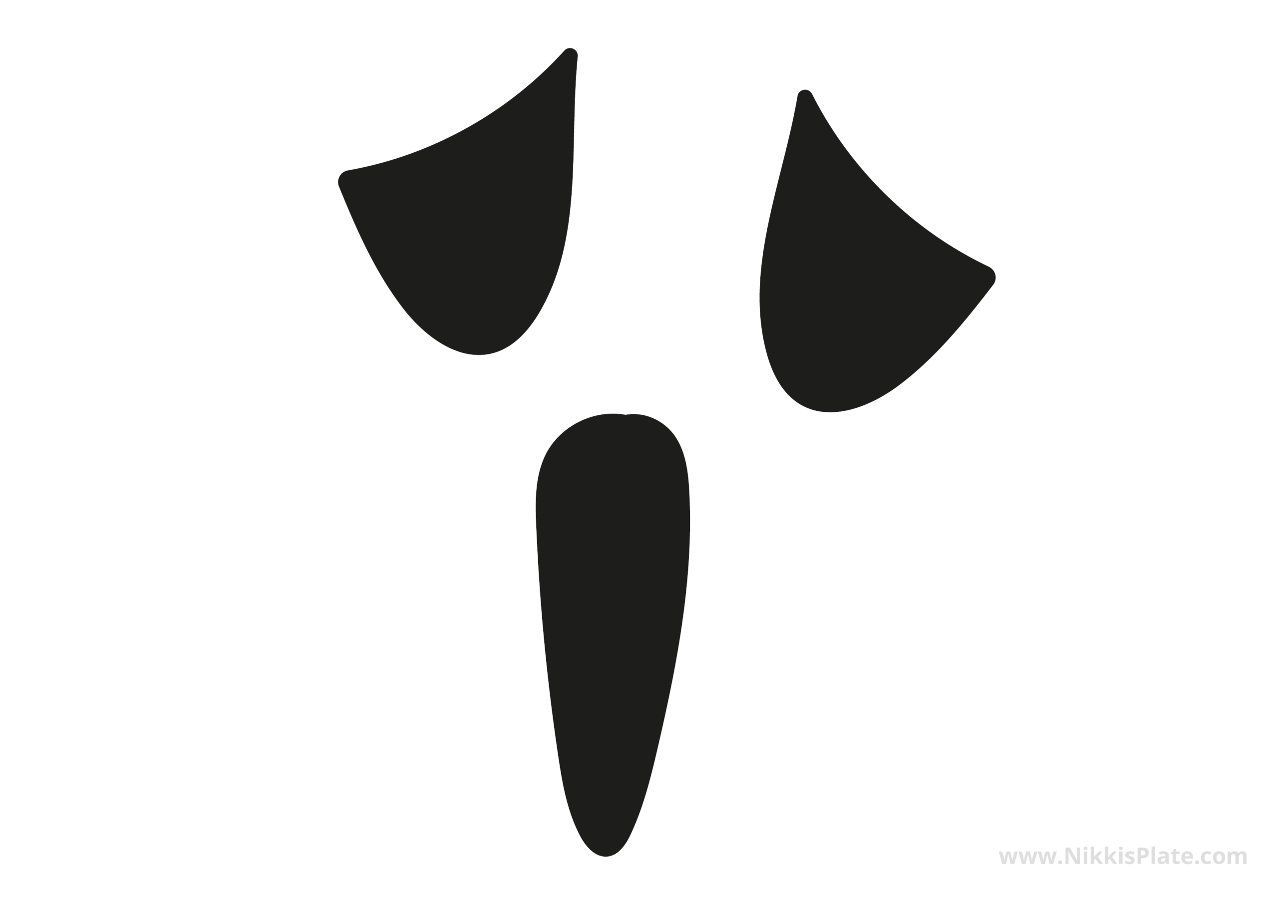 Creepy ghost face pumpkin carving stencil with pointed eyes and a long mouth