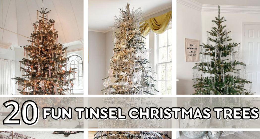 20 Tinsel Christmas Tree Ideas: Discover creative ways to set the holiday mood with my round-up of 20 cute Tinsel Christmas Tree ideas. Bring a touch of sparkle and vintage charm to your home this festive season with my tinsel covered tree inspiration!