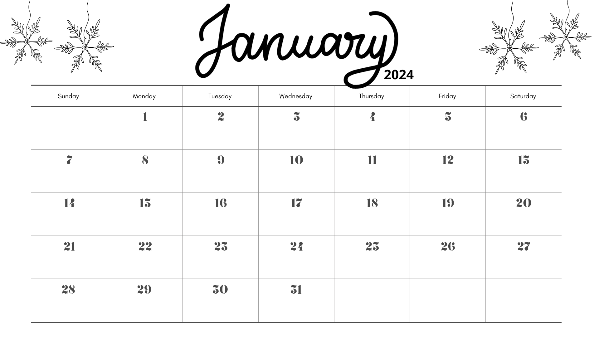 Looking for a free printable January 2024 calendar? Stay organized and plan your month with ease using my downloadable month January cute calendars. Sunday start blank January calendars! Use as work or school calendars.