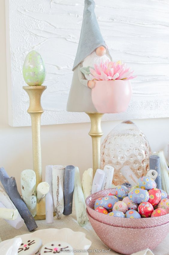 10 Easter Home Decor Ideas to Make Your Celebrations Eggs-tra Special - easter candy station