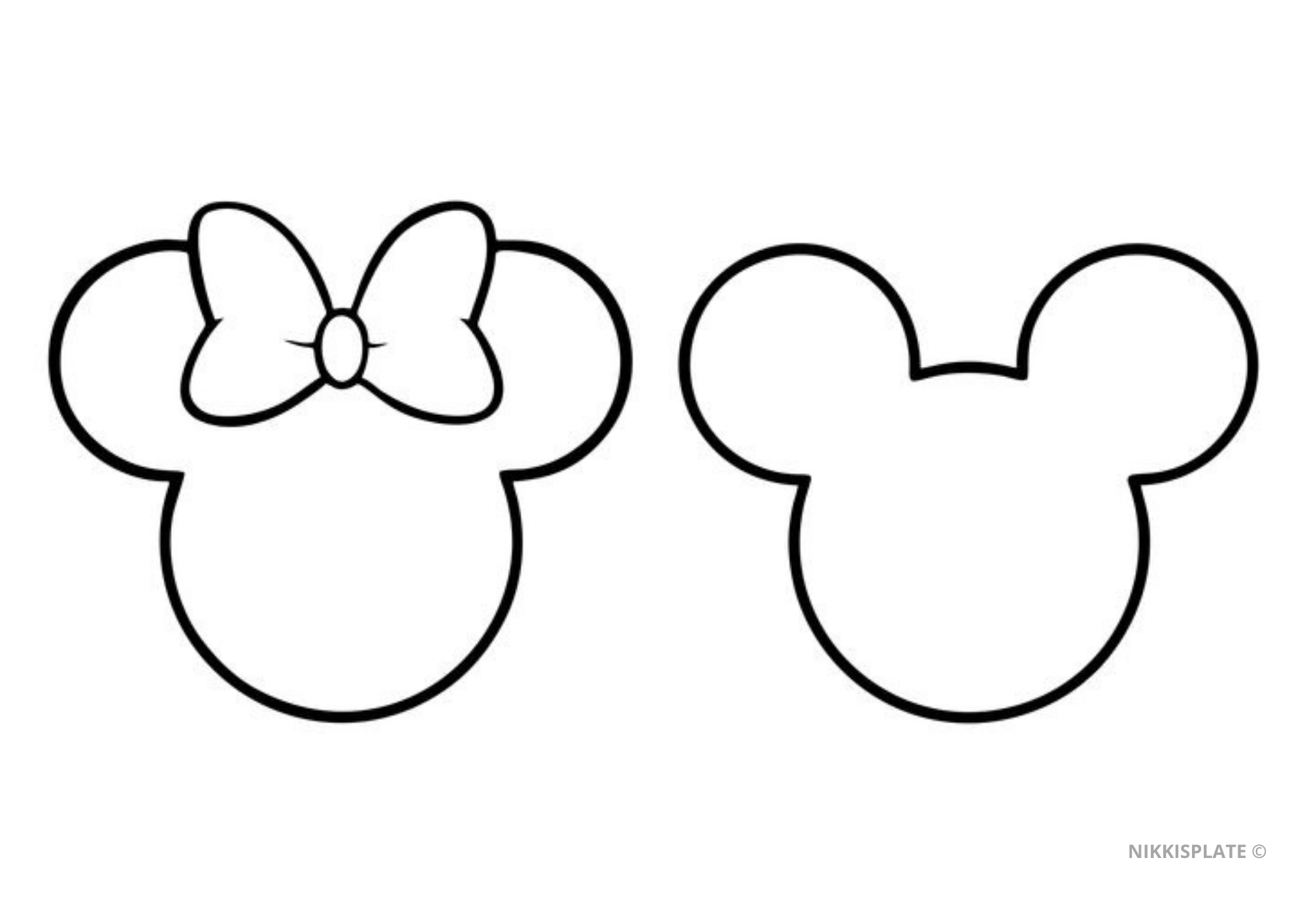 Free printable Minnie Mouse pumpkin stencil featuring her classic ears and oversized bow.