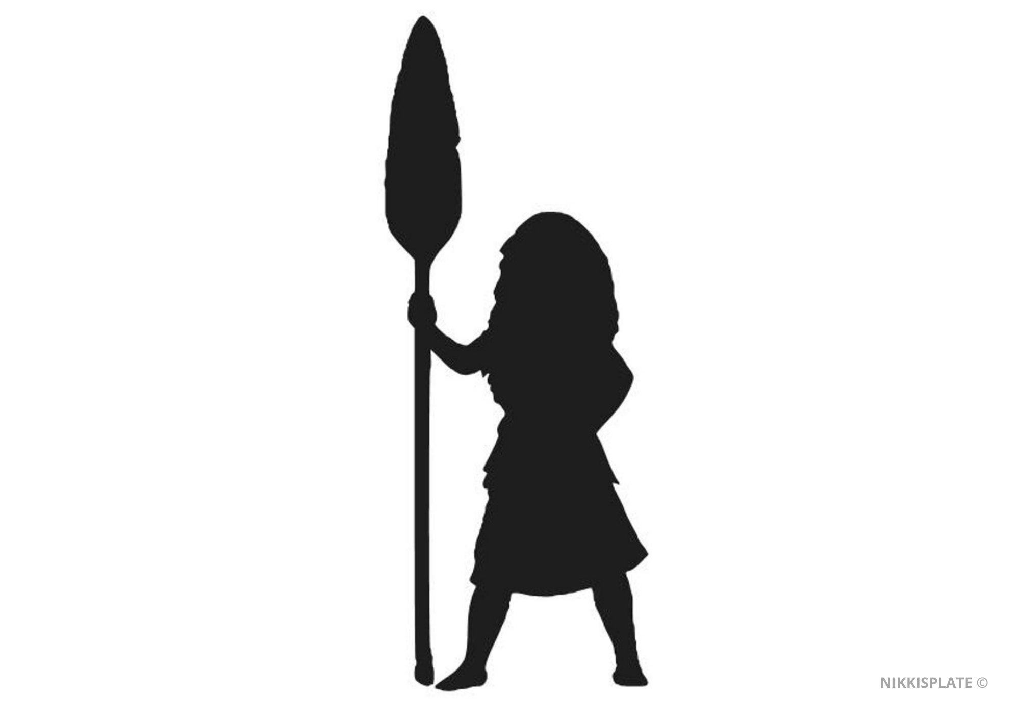 Printable Moana pumpkin carving stencil featuring her flowing hair and island-inspired silhouette.