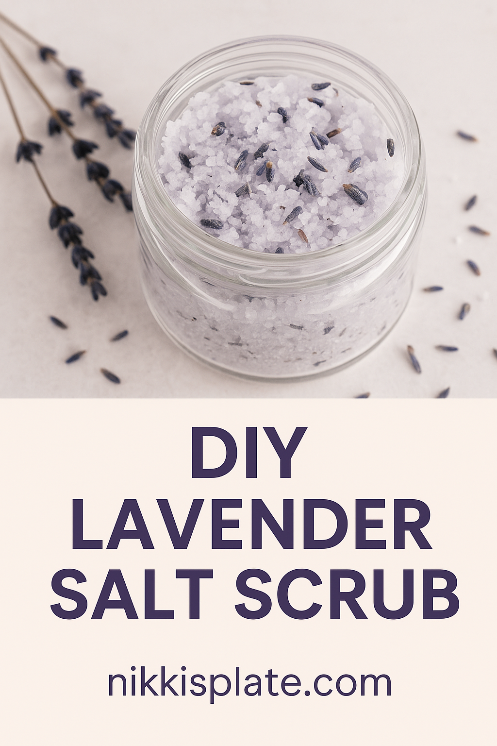 Learn how to make a DIY lavender salt scrub with this easy recipe using natural ingredients. Exfoliate, moisturize, and relax with this soothing homemade skincare essential!