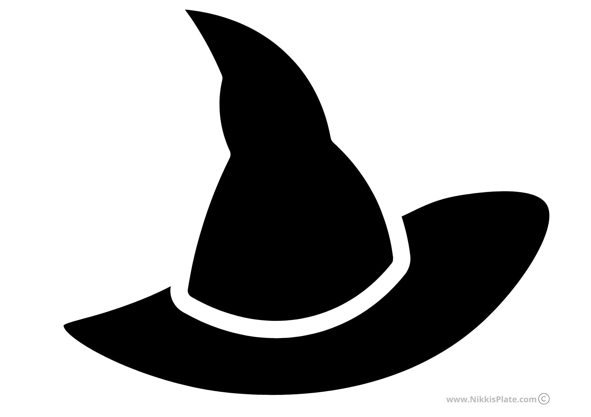 Simple silhouette of a pointed witch hat – printable Halloween pumpkin carving stencil