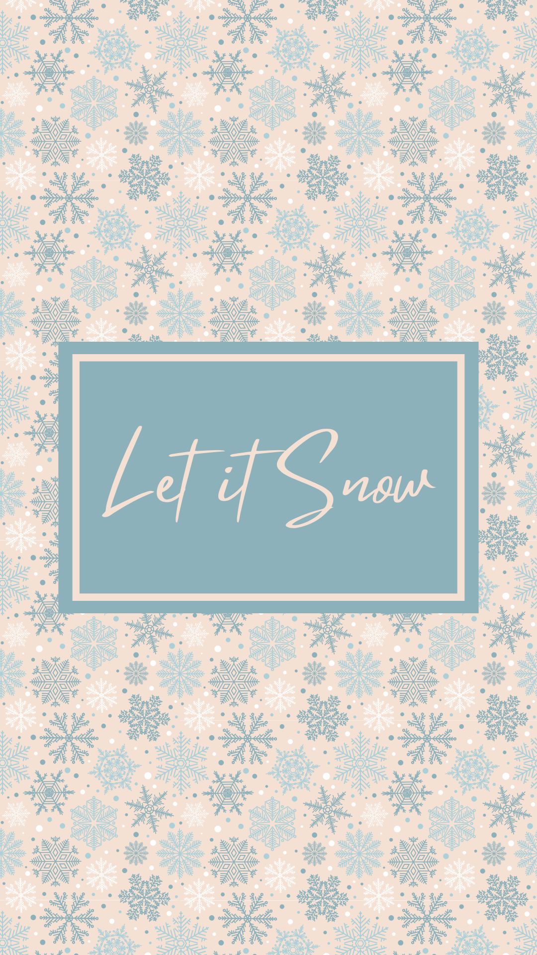Minimalist winter iPhone wallpaper with blue snowflakes and 