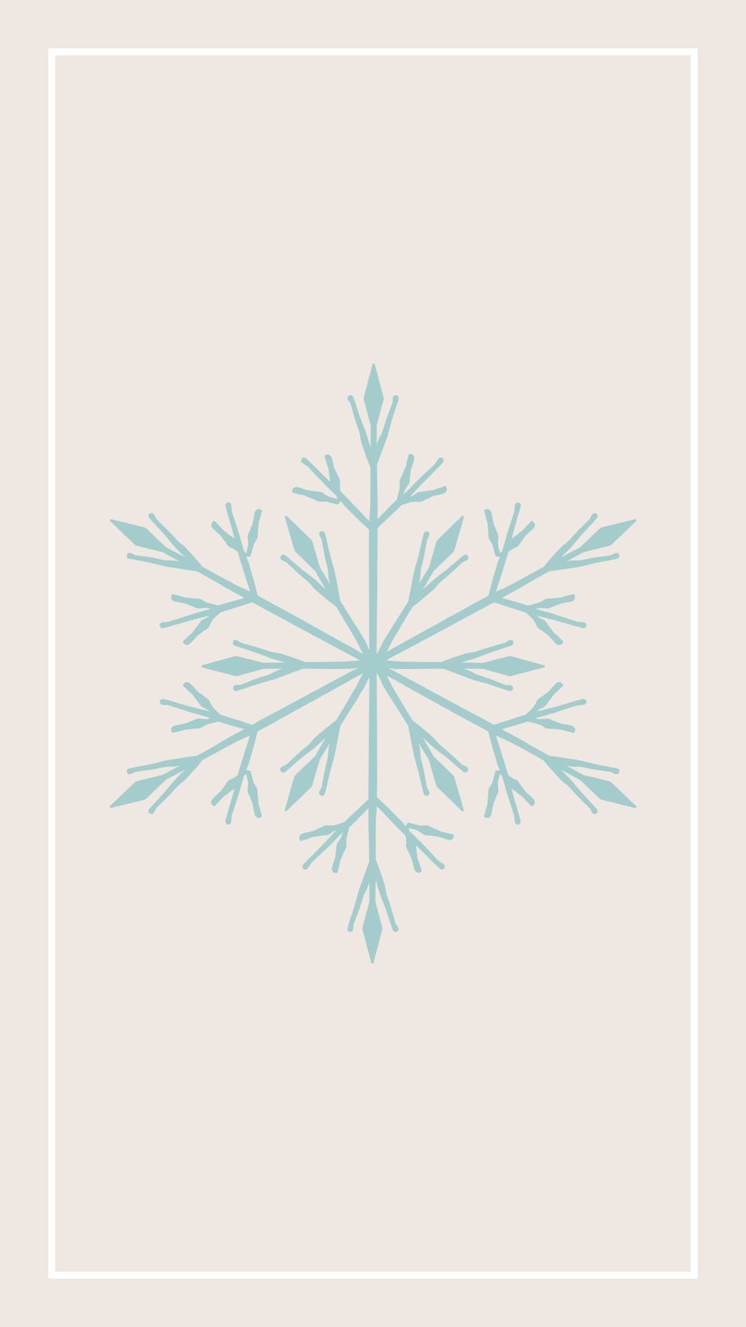 Minimalist winter iPhone wallpaper with large light blue snowflake illustration