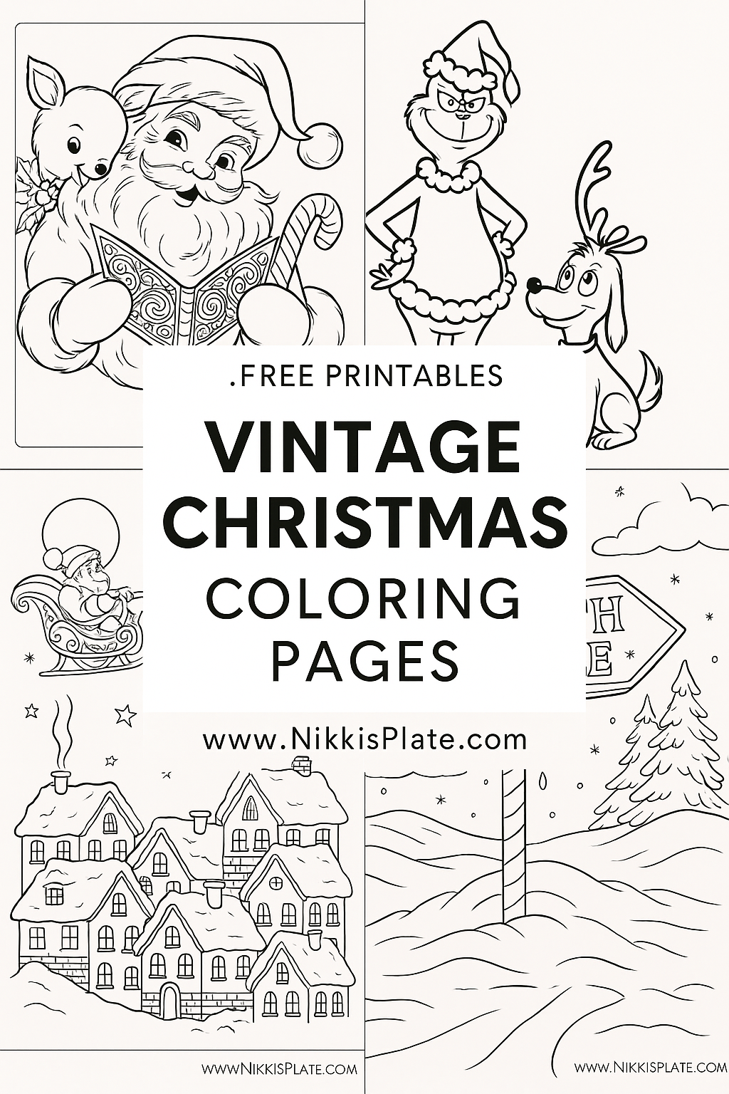 Get 15 FREE vintage Christmas coloring pages! 🎄✨ This printable bundle includes nostalgic Santa designs, North Pole scenes, a snowy village, classic presents, and more adorable holiday illustrations. Perfect for kids, adults, classrooms, and cozy Christmas craft nights. Print instantly and start coloring! 👉 Download the full bundle at NikkisPlate.com