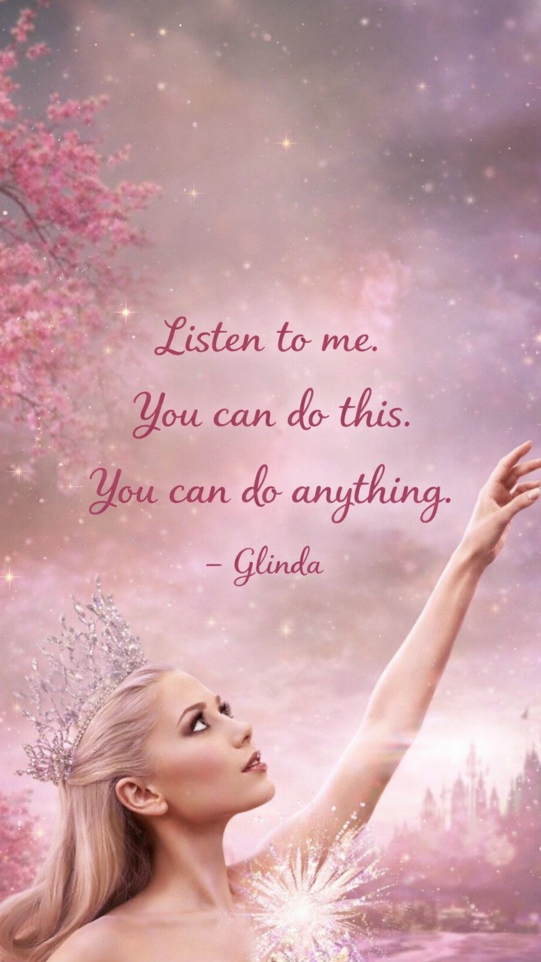 Wicked iPhone background featuring Glinda with the quote