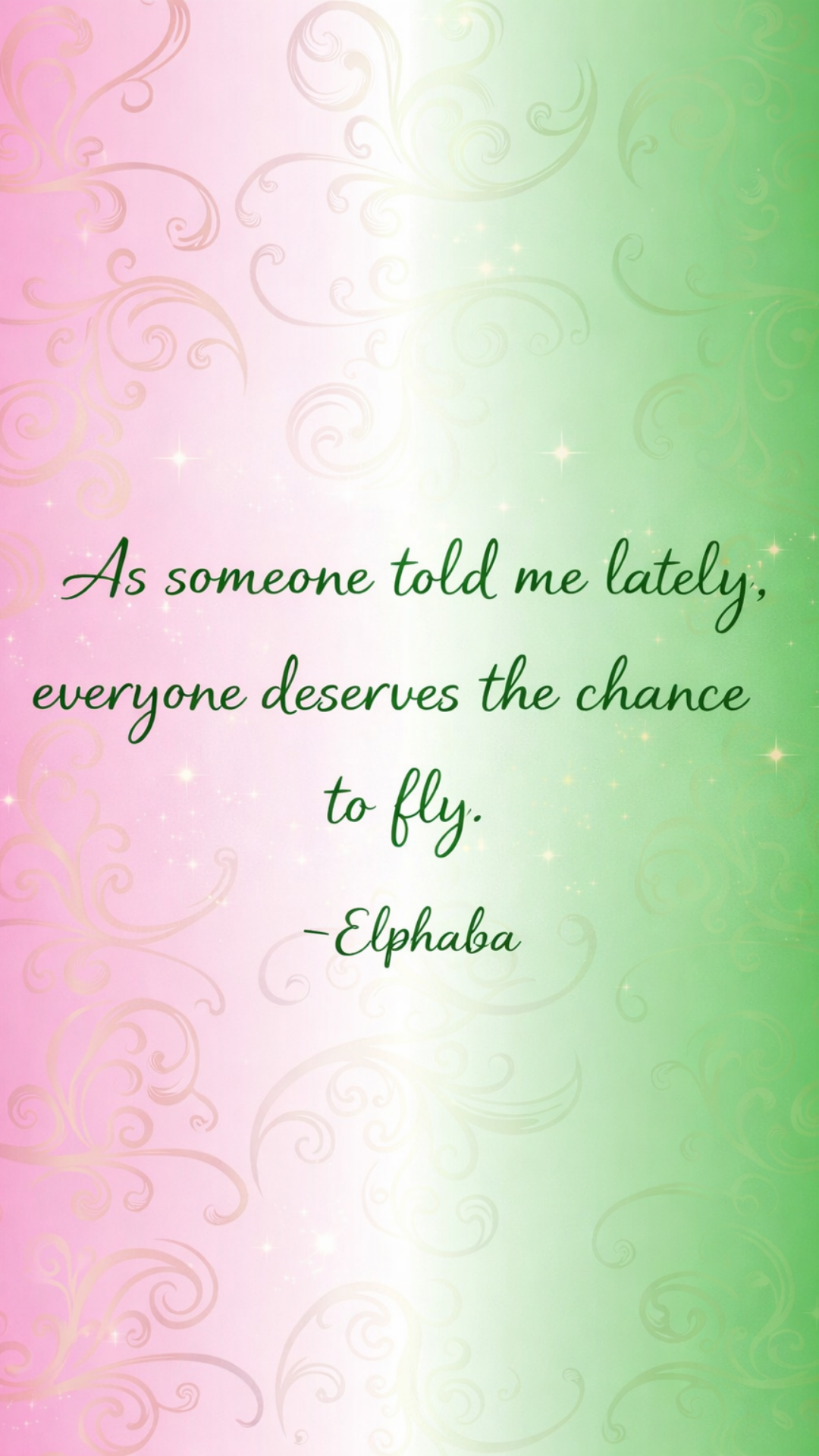 Pink and green gradient Wicked iPhone background featuring the Elphaba quote