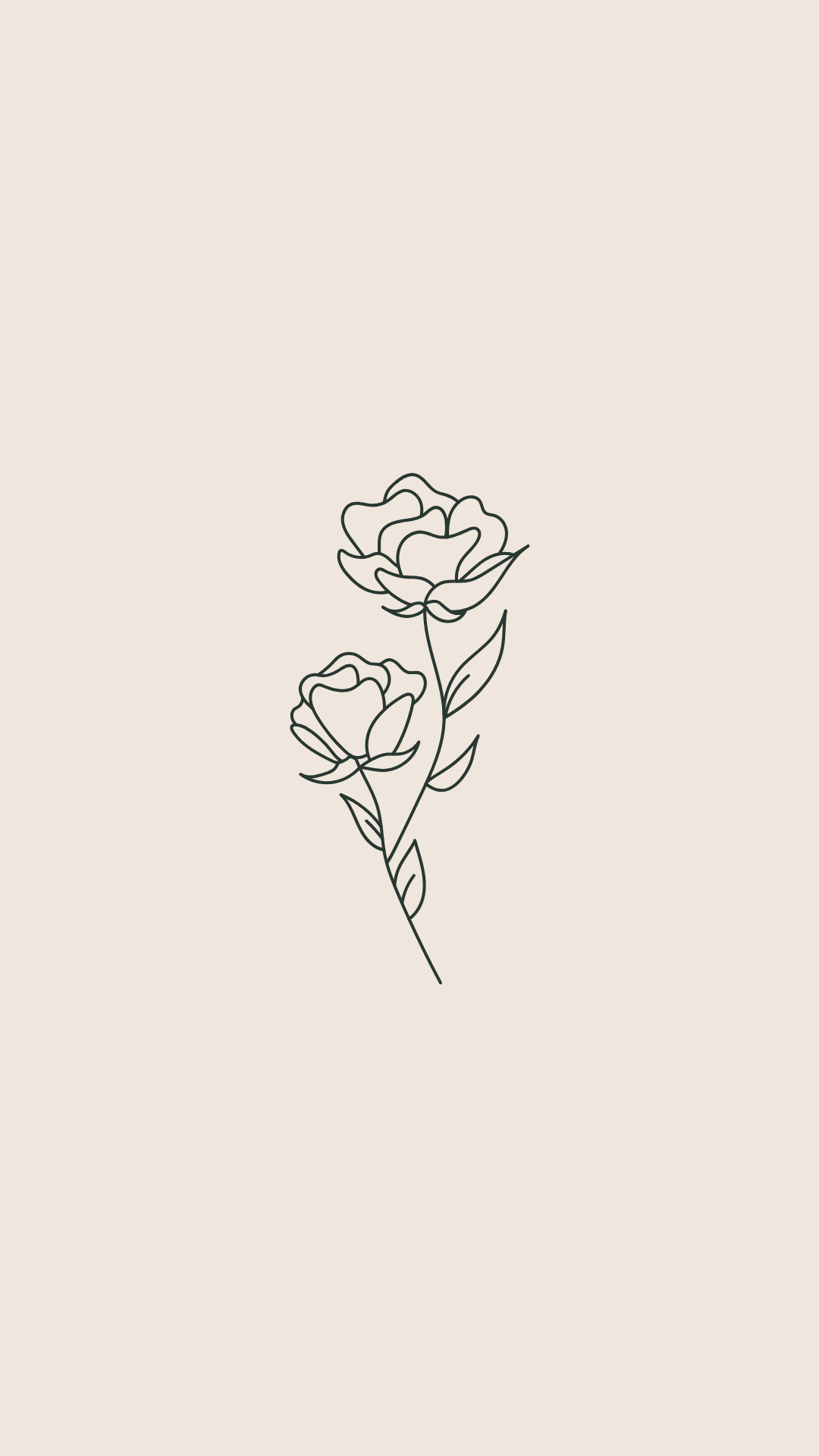 Minimalist spring iPhone wallpaper with a simple line art rose on a neutral beige background.