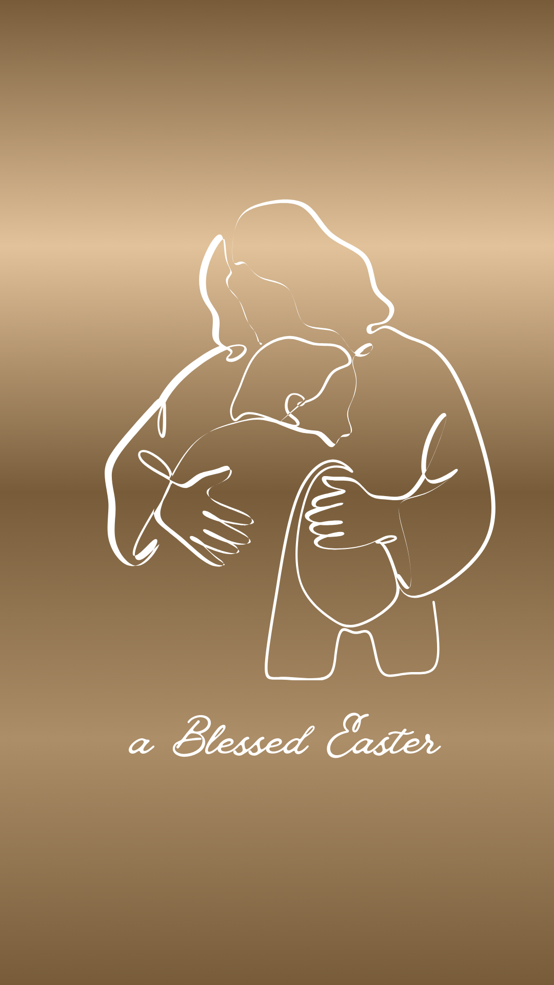 Minimal line art of a shepherd holding with