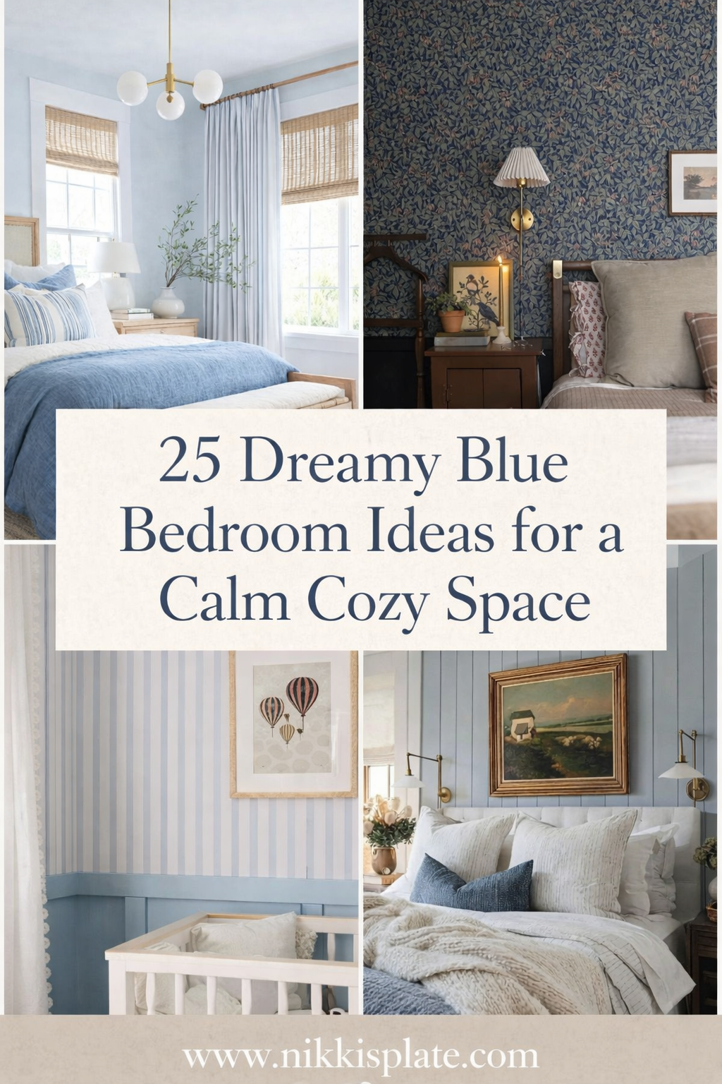 Looking for blue bedroom ideas that feel calm, cozy, and effortlessly beautiful? 💙 From soft coastal blues to rich moody tones and patterned wallpaper, these dreamy blue bedrooms create the perfect relaxing retreat. Save this for inspiration when designing your own serene, cozy bedroom space. ✨🛏️