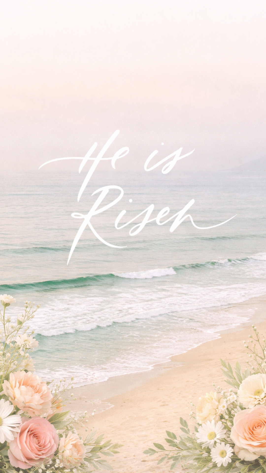 Soft ocean waves on a sandy beach with