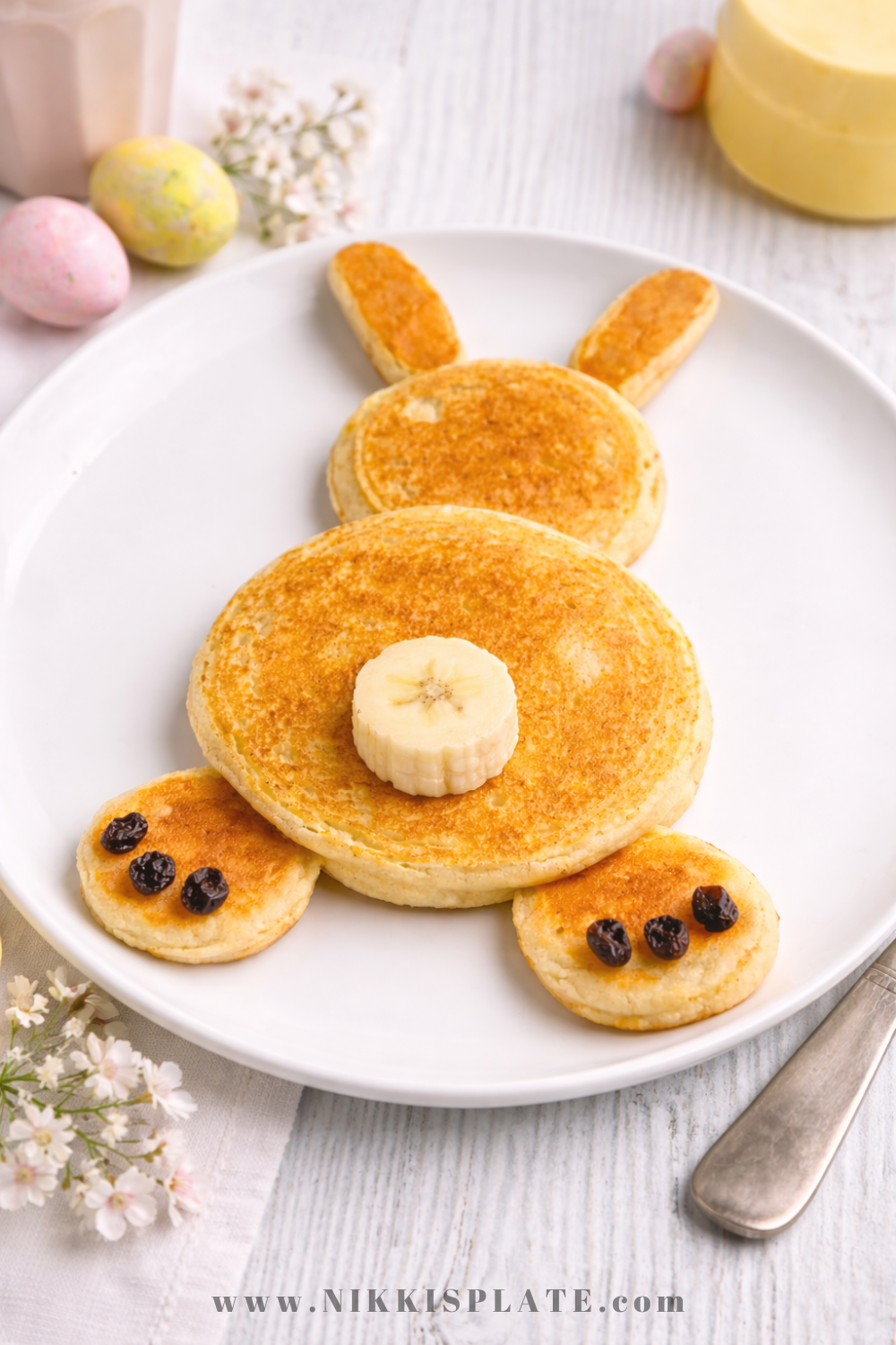 Make these adorable sourdough Easter bunny pancakes for a fun, easy, kid-friendly Easter breakfast your family will love!
