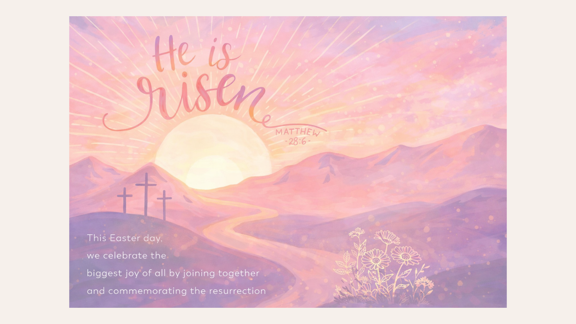 Pastel sunset Easter desktop wallpaper with