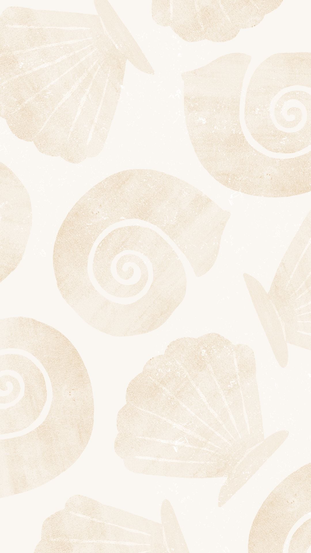 Minimal beach iPhone wallpaper with soft neutral seashell pattern on a cream background