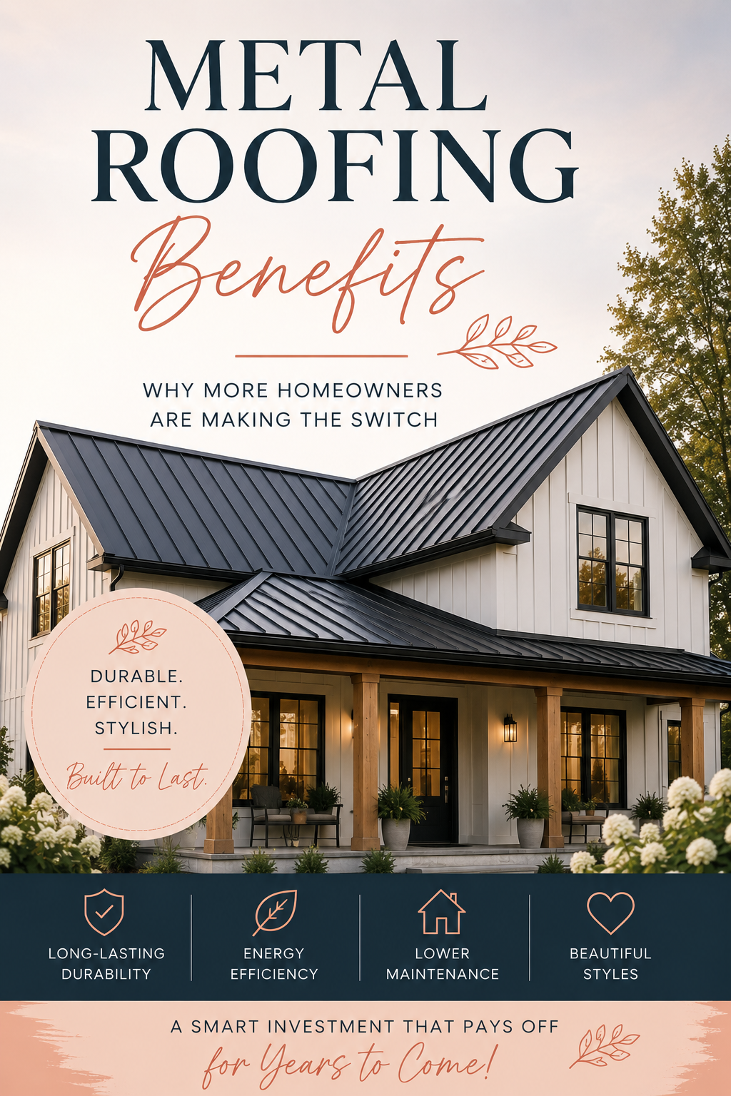 Thinking about upgrading your roof? Discover the top metal roofing benefits for homeowners, including long-lasting durability, energy efficiency, lower maintenance, and beautiful modern styles that can boost curb appeal.
