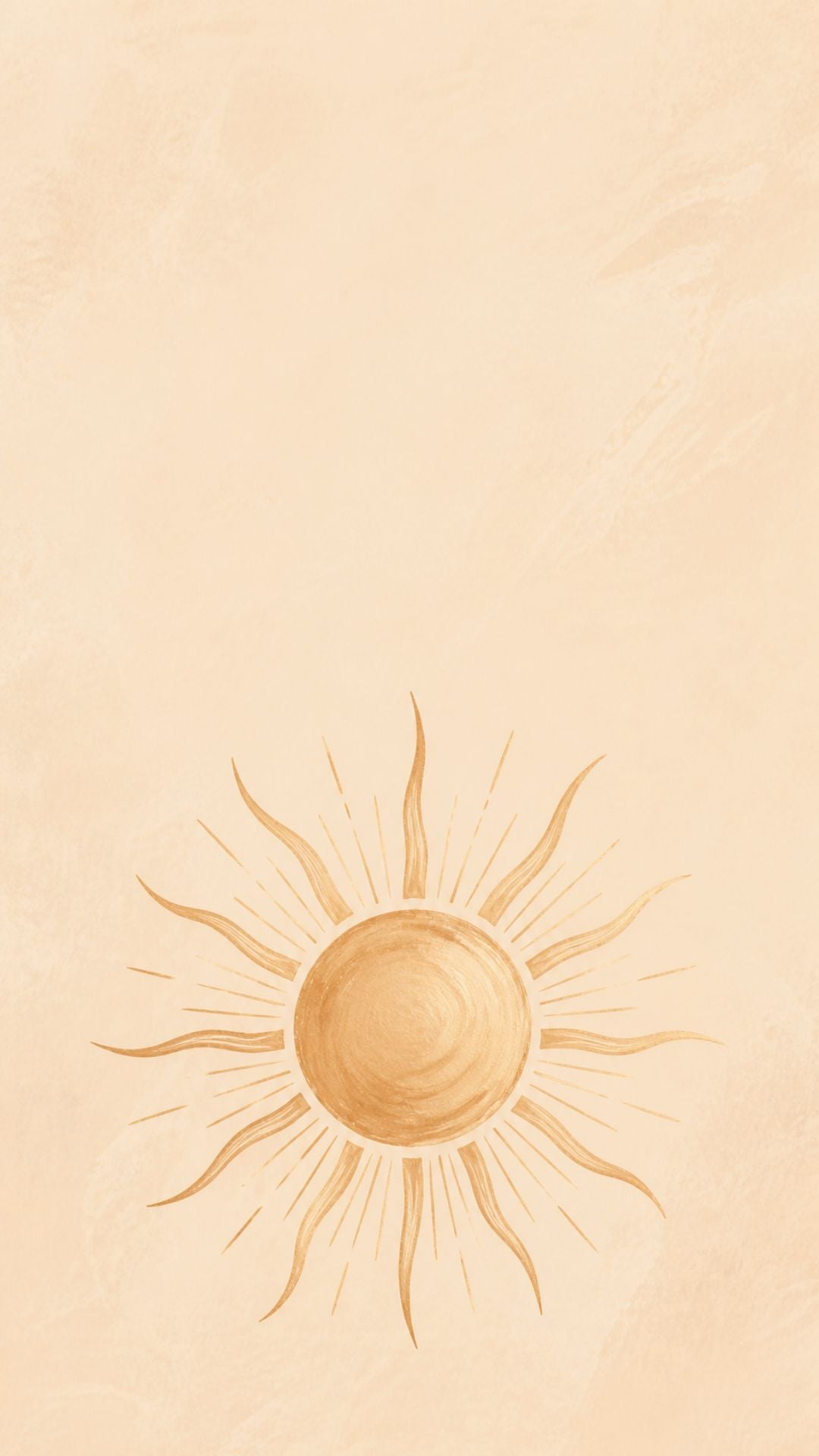 Minimal summer iPhone wallpaper with simple sun illustration on a warm beige background
