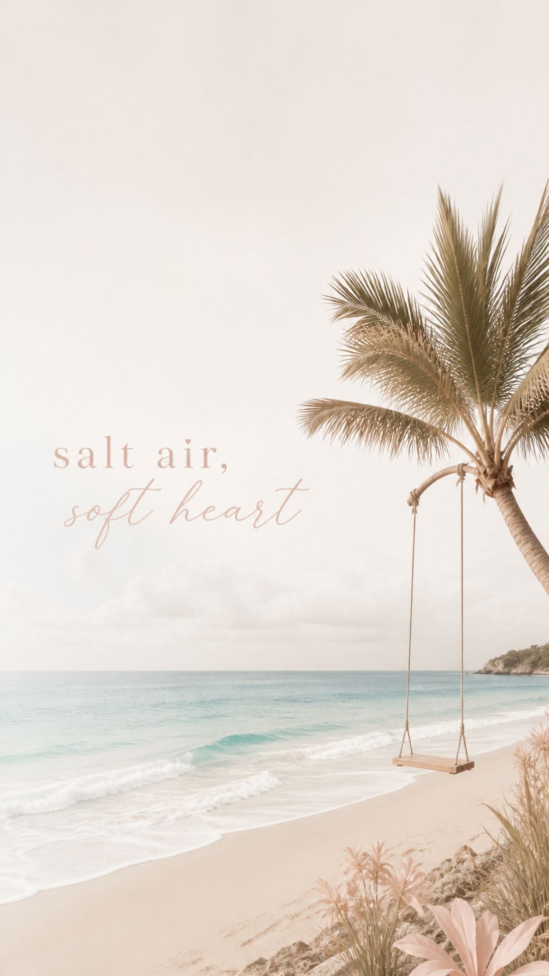 Beach quote iPhone wallpaper with