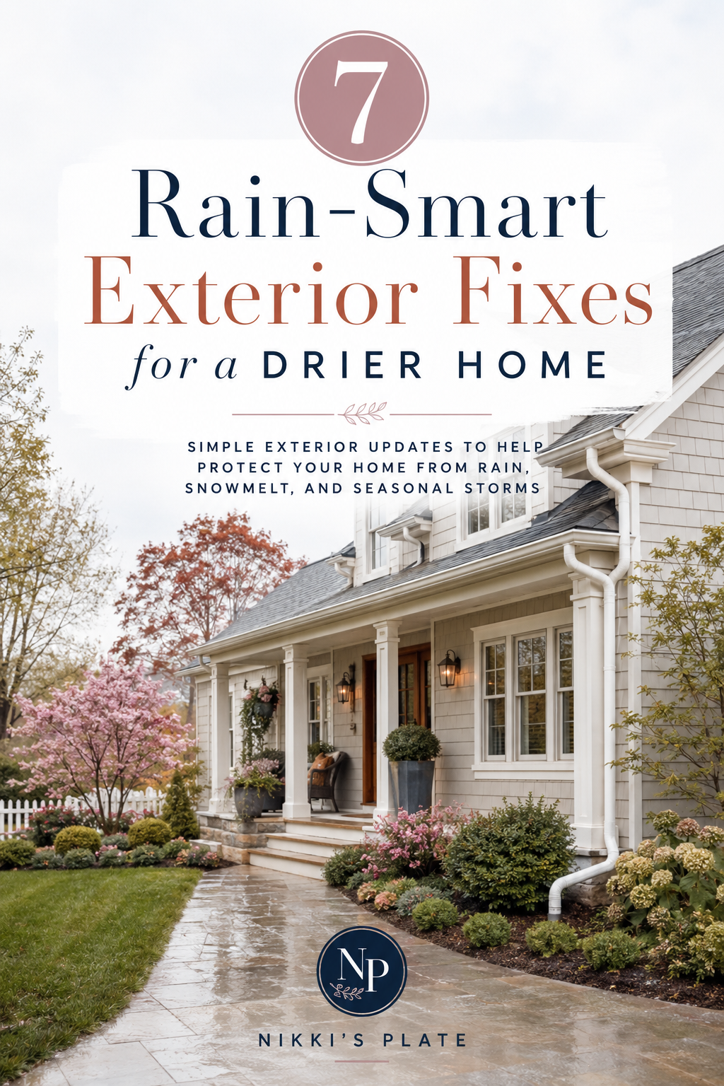 Keep your home drier through every season with these 7 rain-smart exterior fixes. From gutters and rooflines to landscaping, sealed trim, walkways, and porch drainage, these simple exterior updates can help protect your home from rain, snowmelt, and seasonal storms while keeping your curb appeal beautiful.