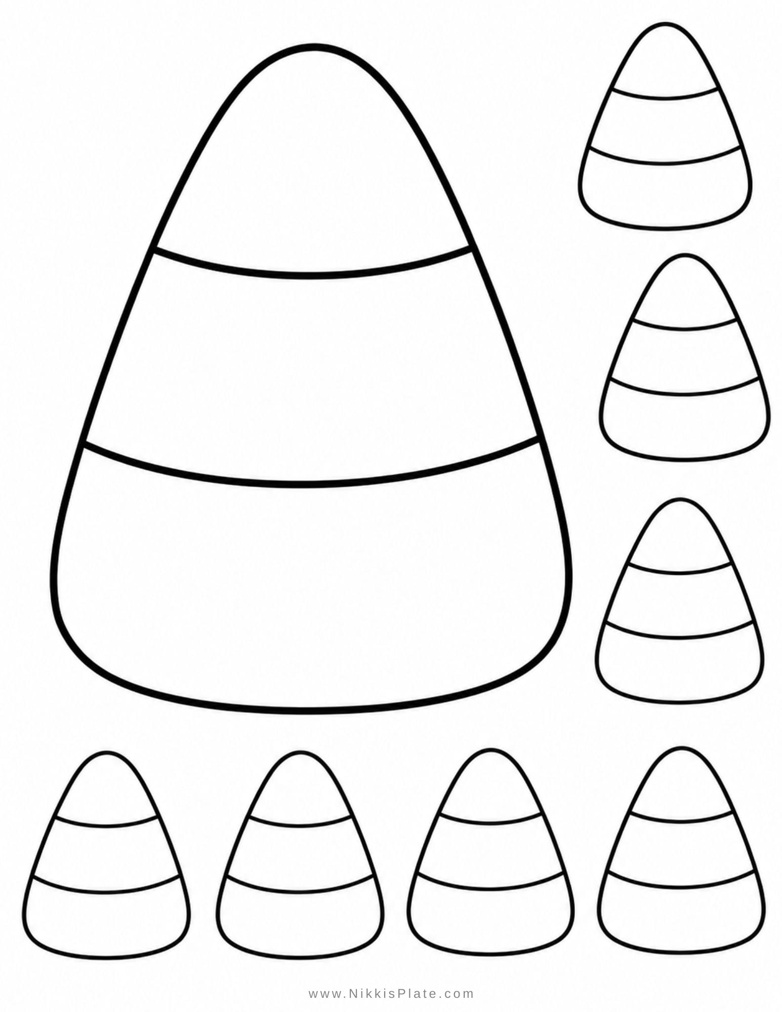Printable candy corn craft filled with yellow, orange, and white coloring and tissue paper pieces for an easy Halloween craft for toddlers and preschoolers.