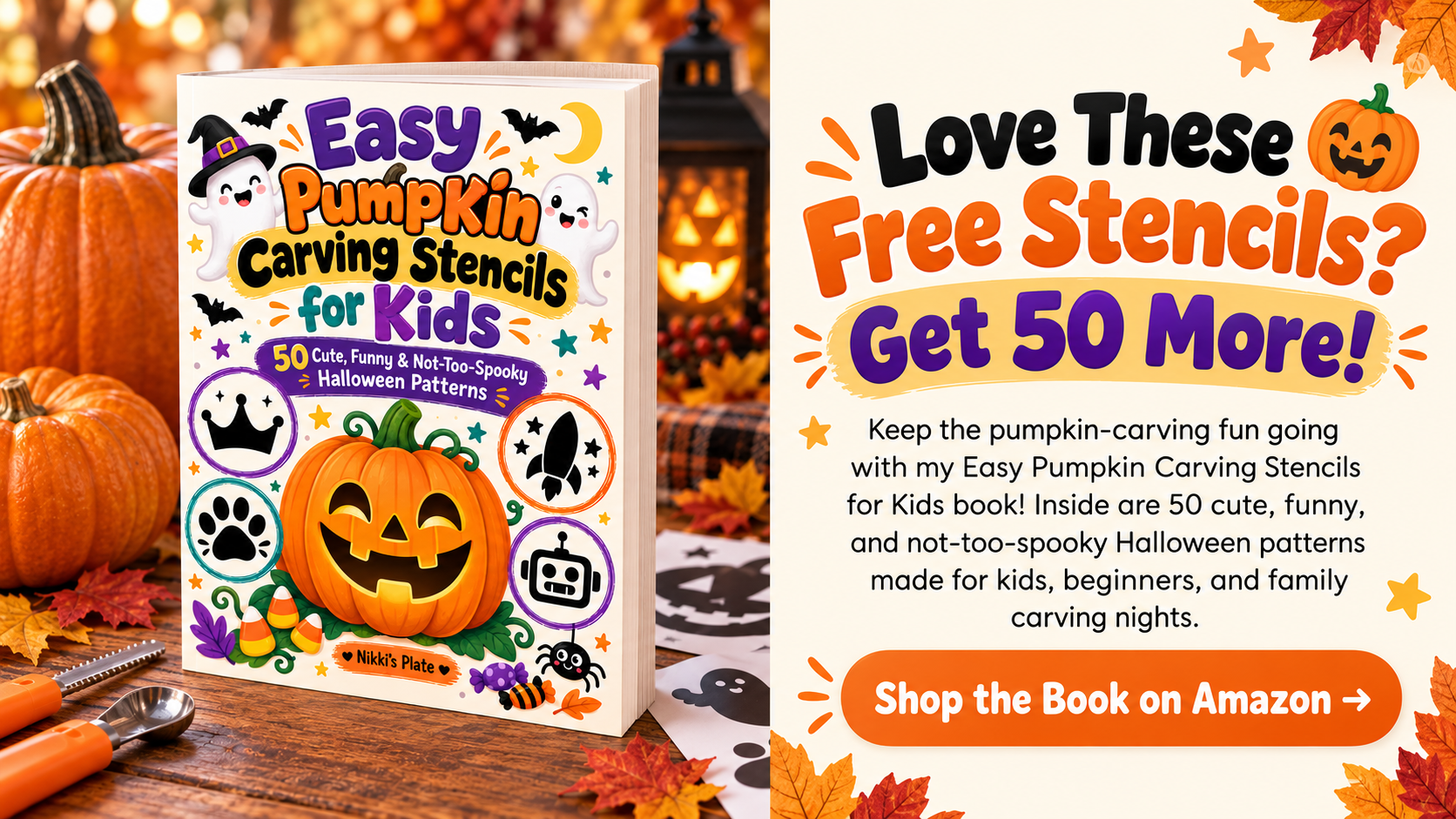 Easy pumpkin carving stencils for kids promotional banner