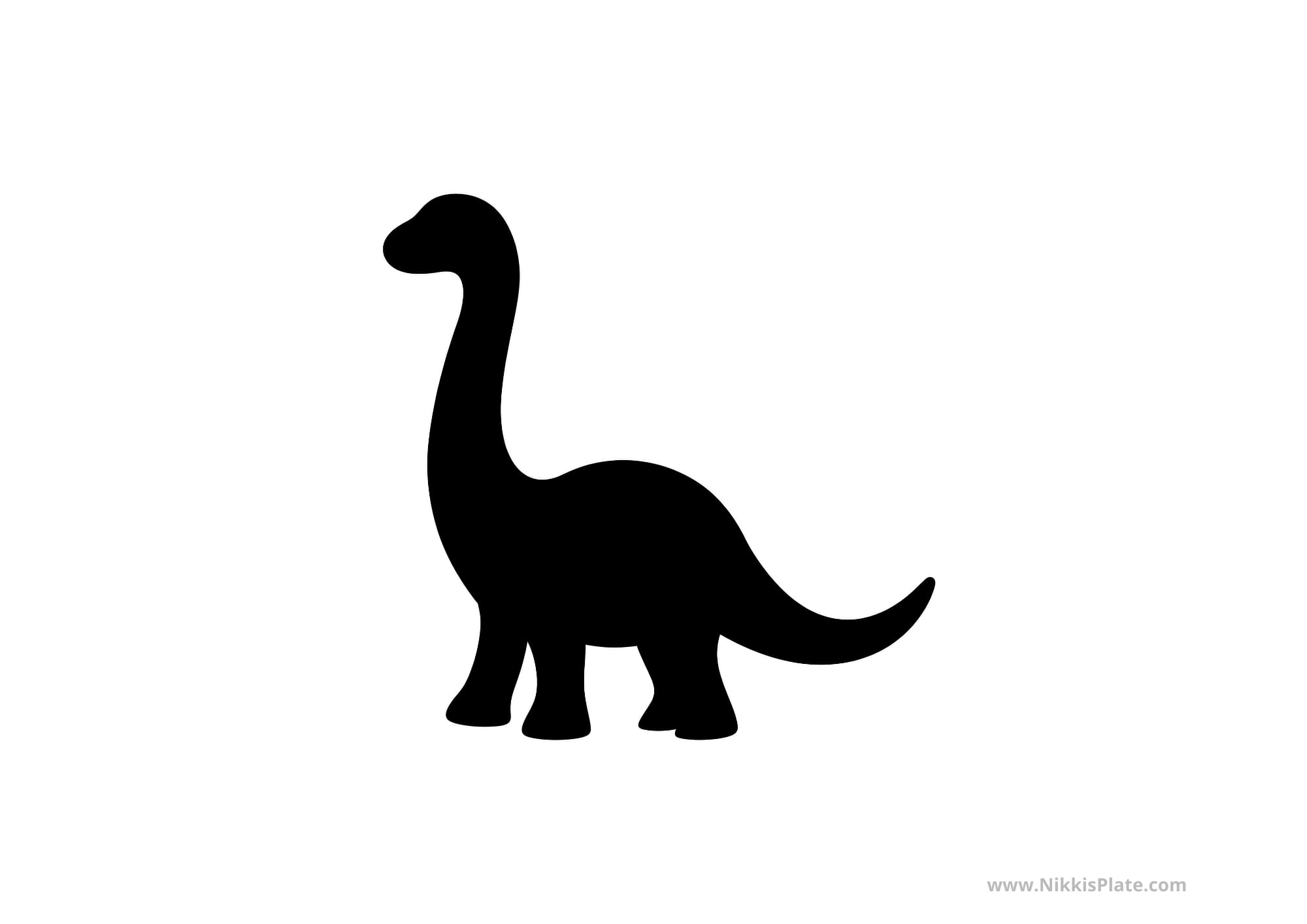 Kid-friendly long-neck dinosaur pumpkin carving stencil.