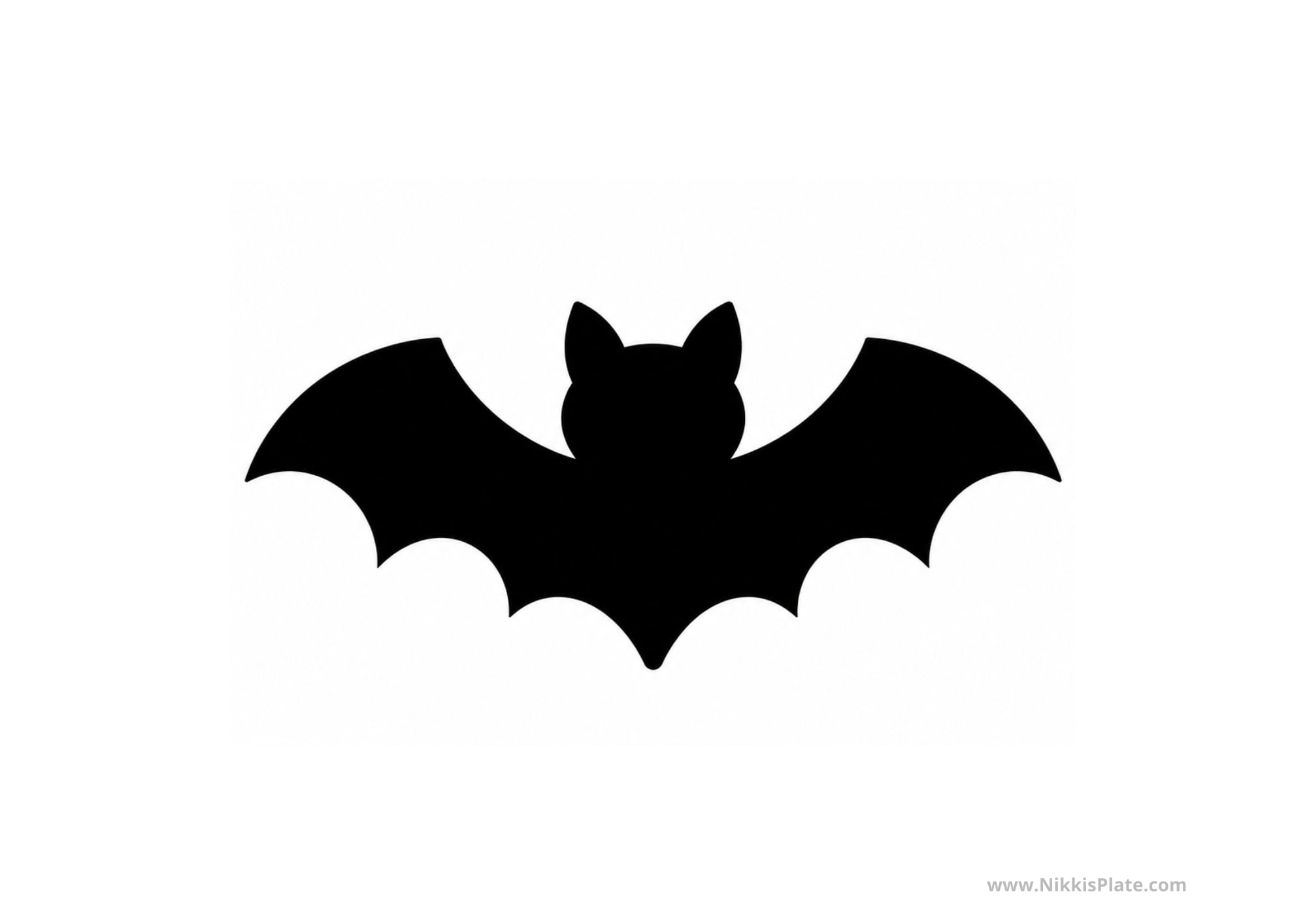 Easy flying bat pumpkin carving stencil with bold, kid-friendly shapes.