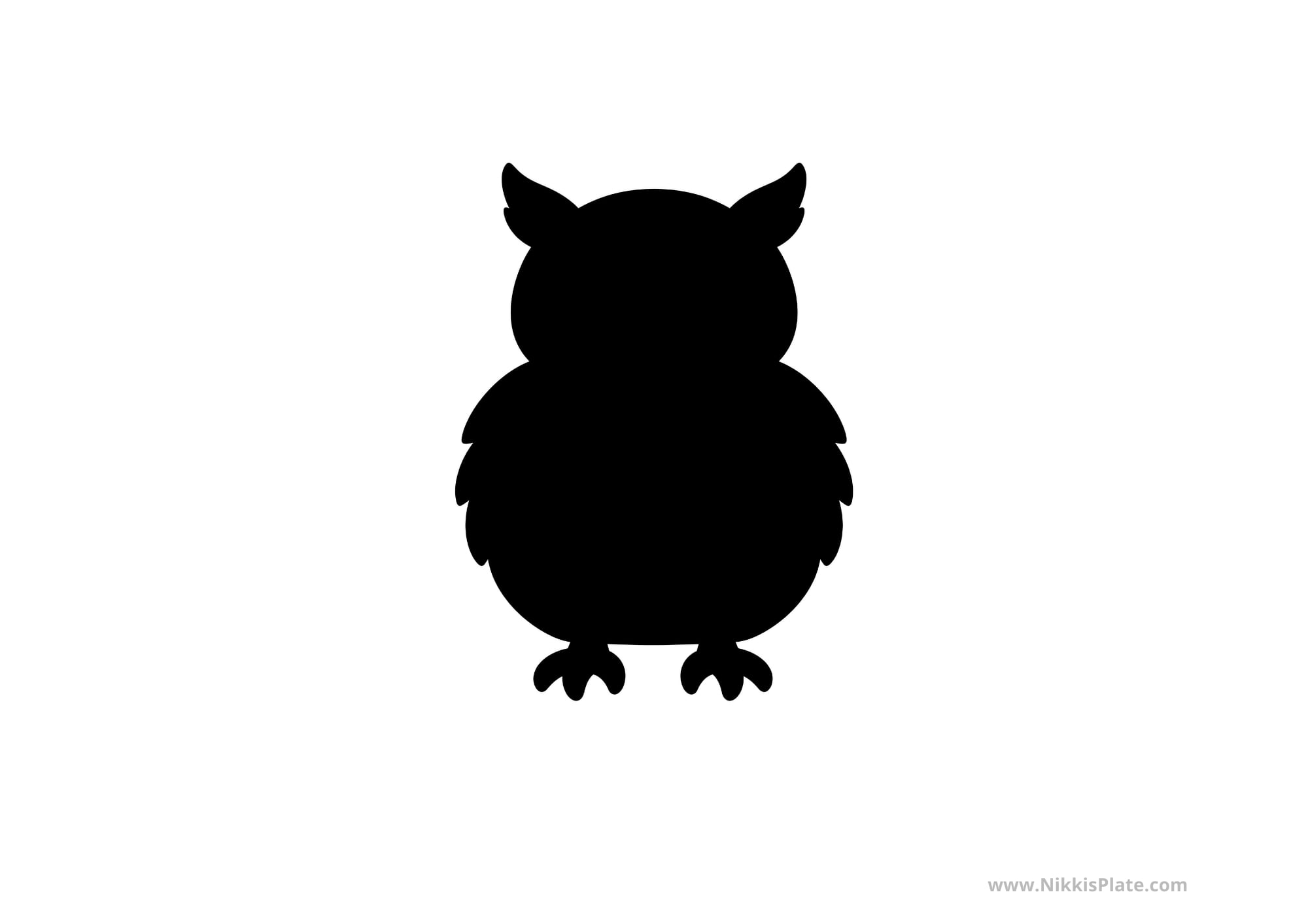 Simple owl silhouette pumpkin carving stencil for kids and beginners.