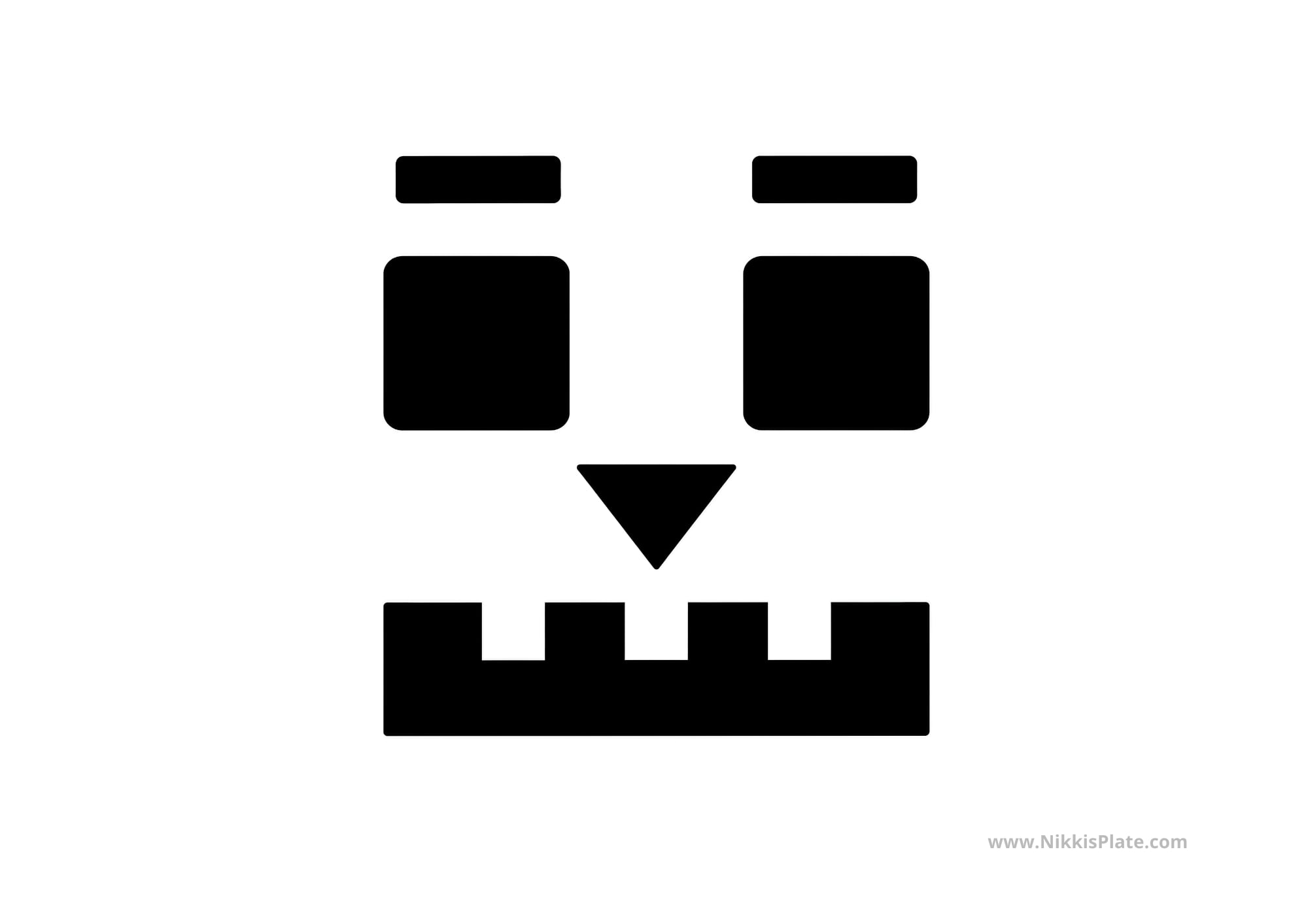 Easy robot face pumpkin carving stencil made with bold geometric shapes.