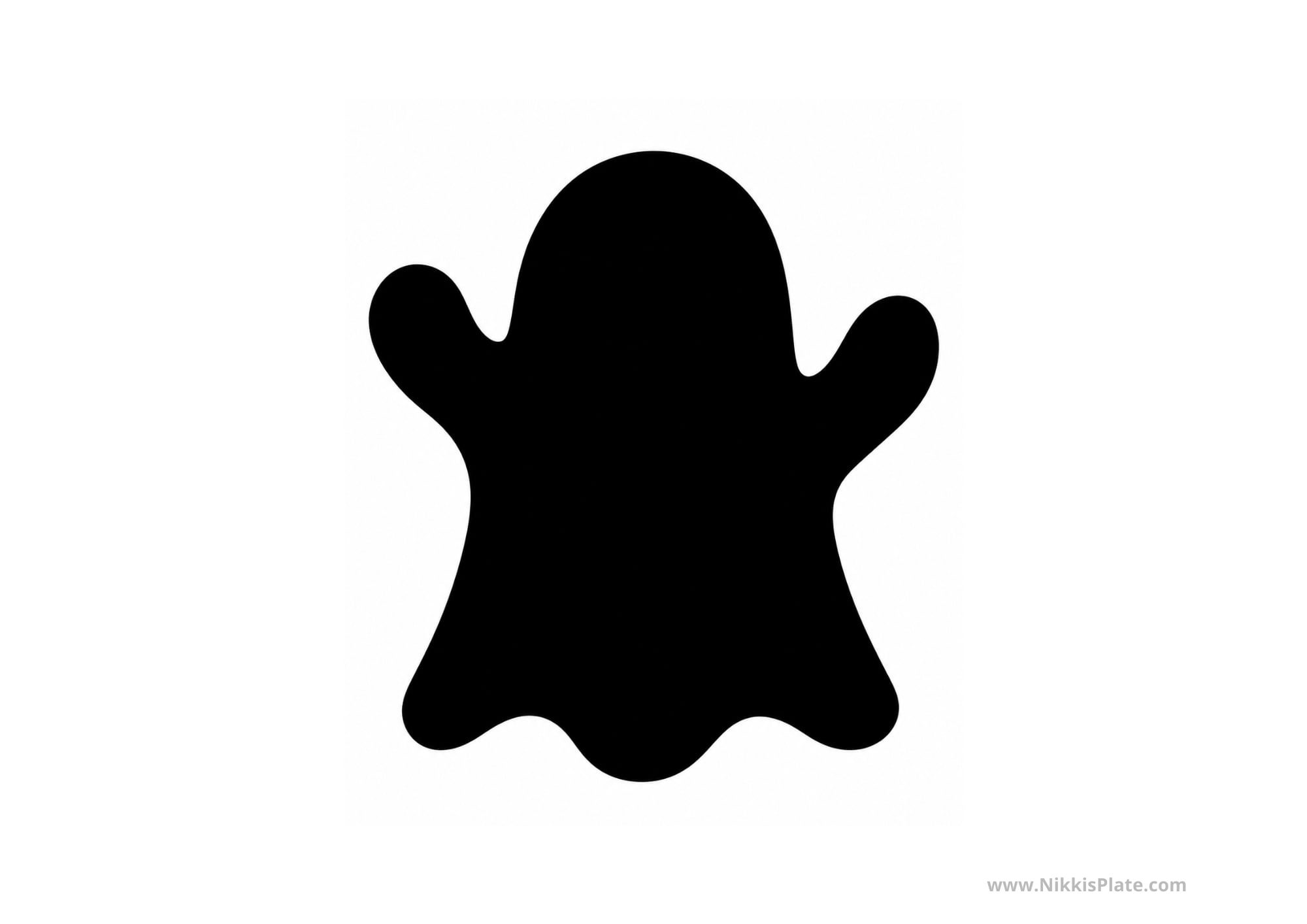 Simple friendly ghost pumpkin carving stencil for children and beginners.